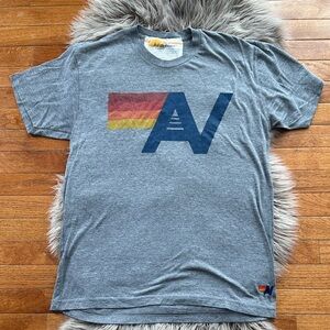 Aviator Nation Gray Tee with Multicolor Graphic
